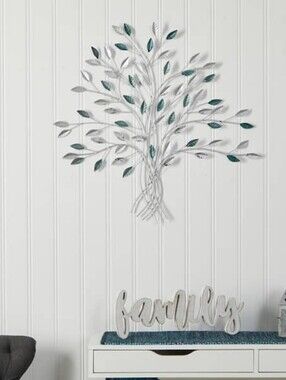 NEARLY NATURAL Hand-Painted Metal Tree of Life Wall Art Decor